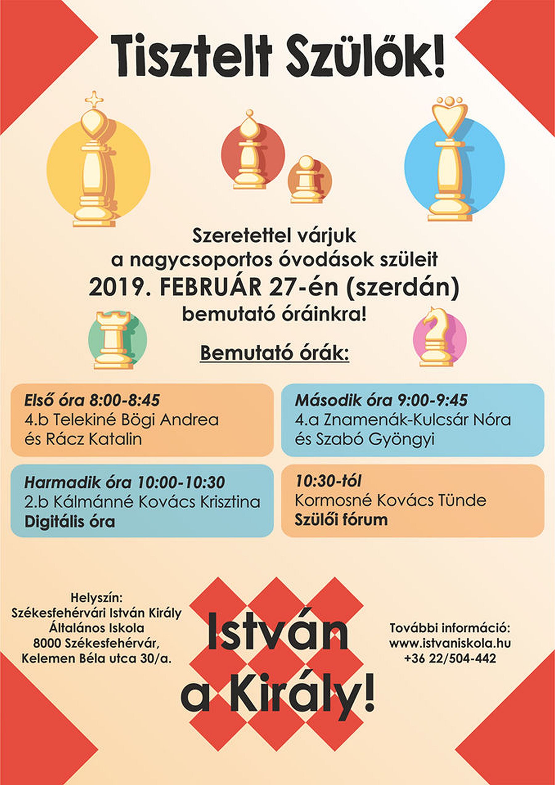 Bemutató órák szülőknek az István Király Általános Iskolában